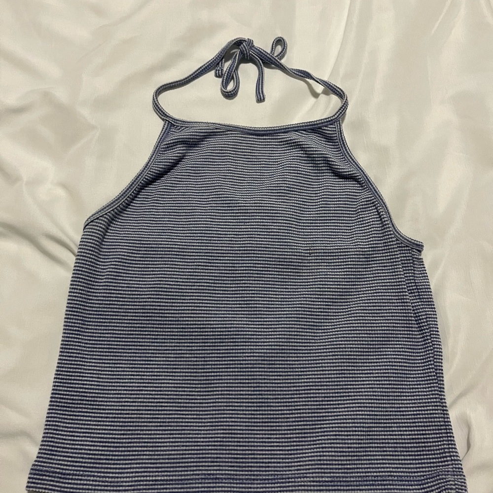 Cropped striped halter top